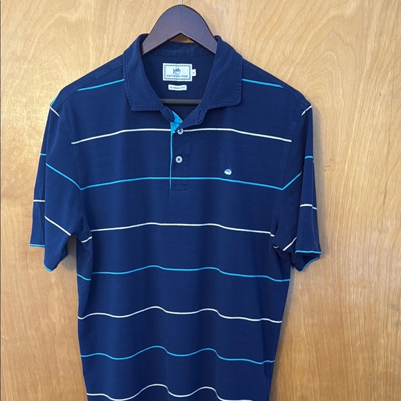 Men's Southern Tide Navy Striped Polo Shirt - Picture 1 of 3